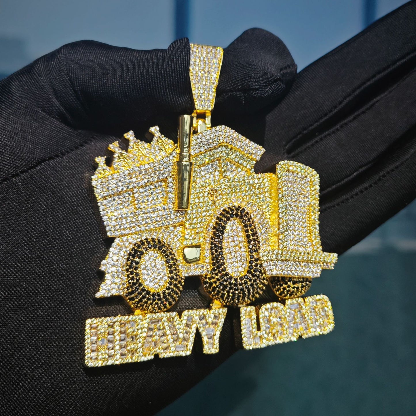 Iced Out Dump Truck Pendant Necklace for Men