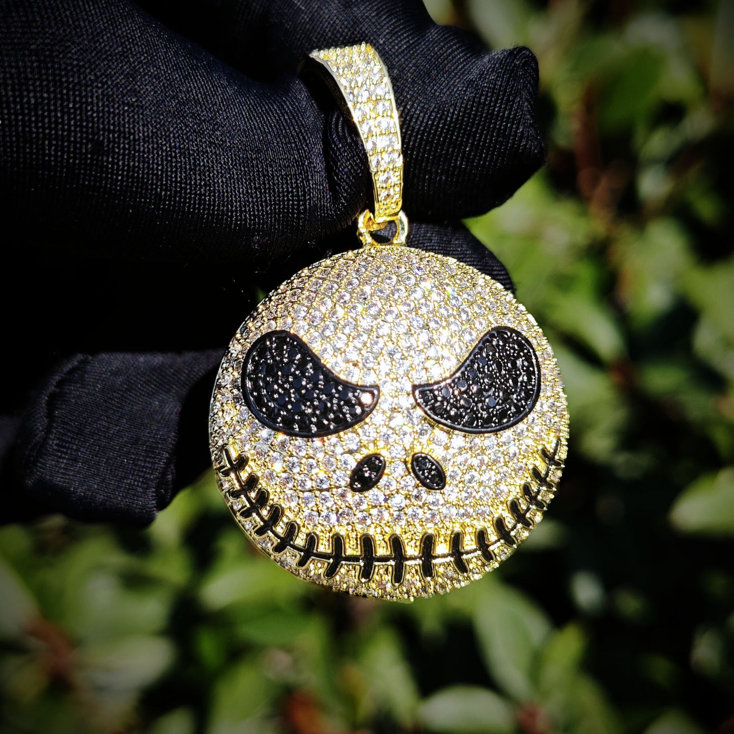 Iced Out Skull Face Pendant Necklace Unisex Hip Hop Statement Chain