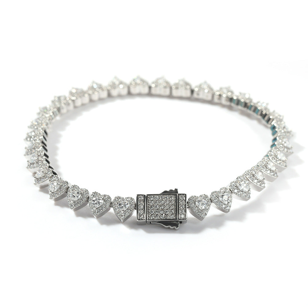 Heart Cubic Zirconia Chain Bracelet for Women & Men - Gold Plated and Silver Plated Statement Tennis Bracelet product image