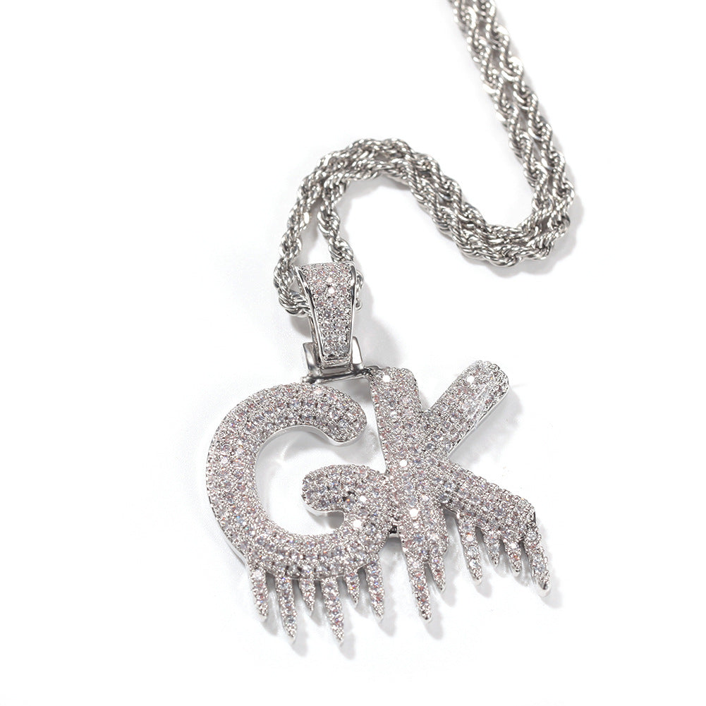 Personalized Iced Out Letter Pendant Necklace for Men - Custom Cubic Zirconia Initial Chain in Gold or Silver Tone product image