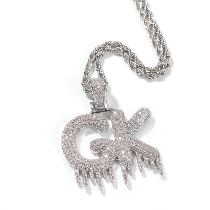 Personalized Iced Out Letter Pendant Necklace for Men - Custom Cubic Zirconia Initial Chain in Gold or Silver Tone