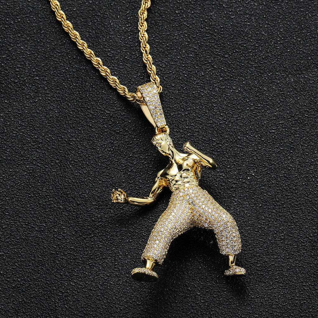 Hip Hop Dragon Cubic Zirconia Pendant Necklace for Men and Women