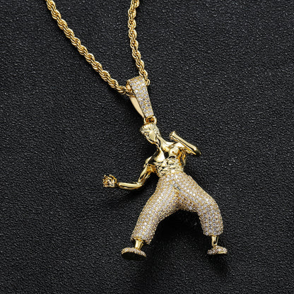 Hip Hop Dragon Cubic Zirconia Pendant Necklace for Men and Women