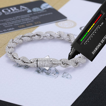 Unisex 925 Silver Moissanite Twisted Rope Chain Necklace & Bracelet