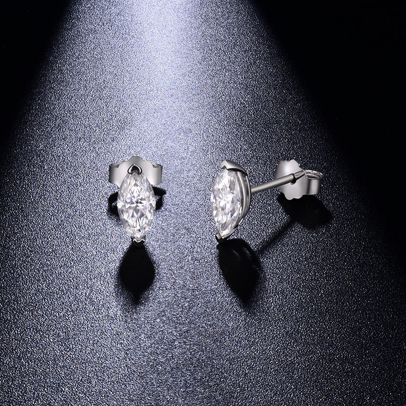 Marquise Moissanite Stud Earrings for Women, 4 x 8 mm, S925, 18K Gold-Plated product image