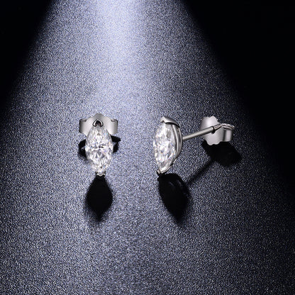 Marquise Moissanite Stud Earrings for Women, 4 x 8 mm, S925, 18K Gold-Plated