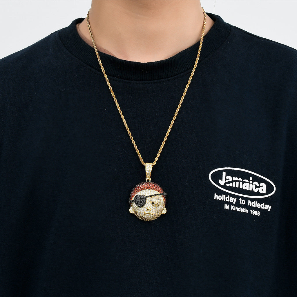 Hip Hop Letter Copper Pendant Necklace for Men and Women