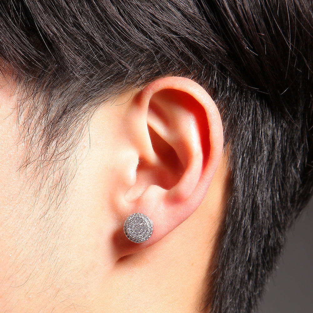 925 Sterling Silver Double Circle Stud Earrings for Women, Round Layered Hip Hop Statement Earrings