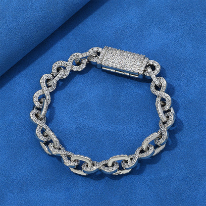 8 mm CZ Figure-Eight Link Hip Hop Necklace or Bracelet with Copper Base - CHA214