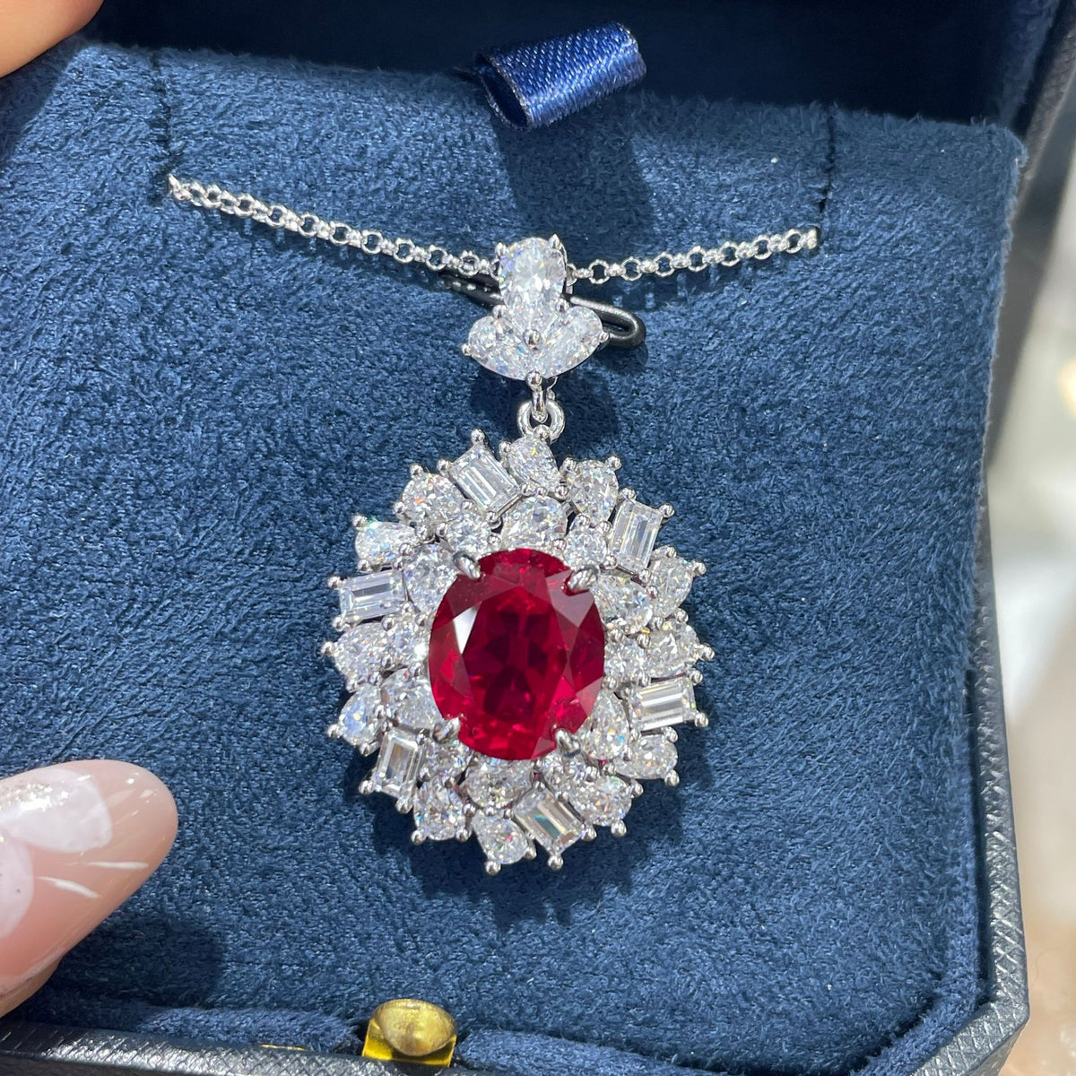 Ruby Red Crystal Bracelet, Oval Halo Vintage-Inspired Jewelry product image