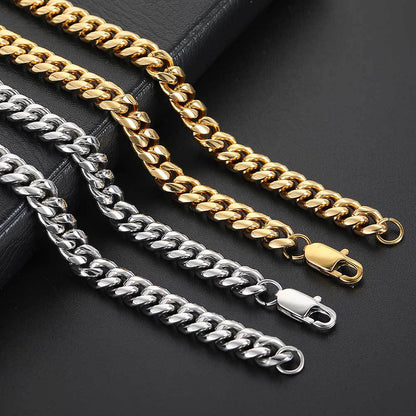 4-9 mm Polished Cuban Stainless steel Bracelet - CHA026