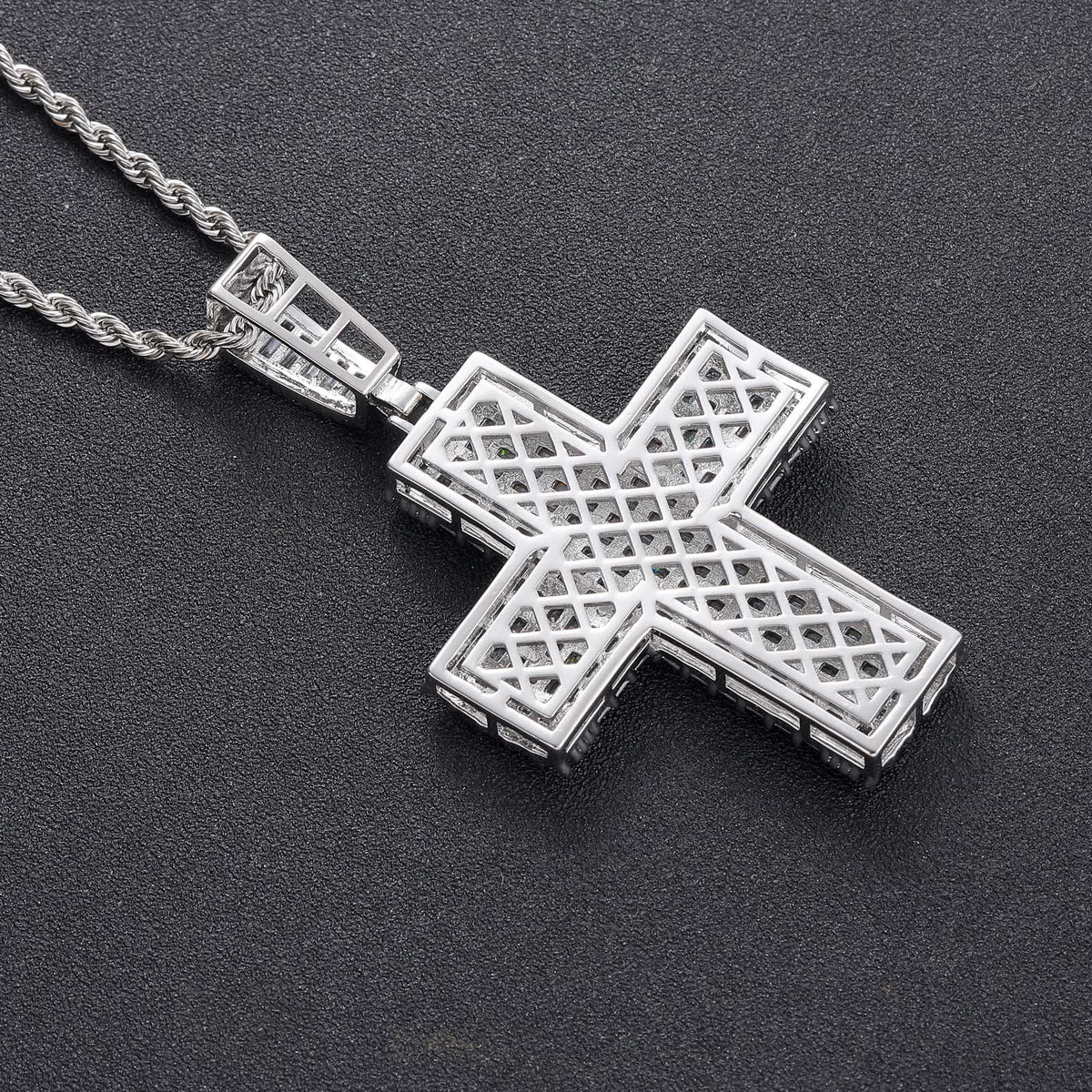 Hip Hop Light Luxury Cross Cubic Zirconia Pendant Necklace for Men and Women product image