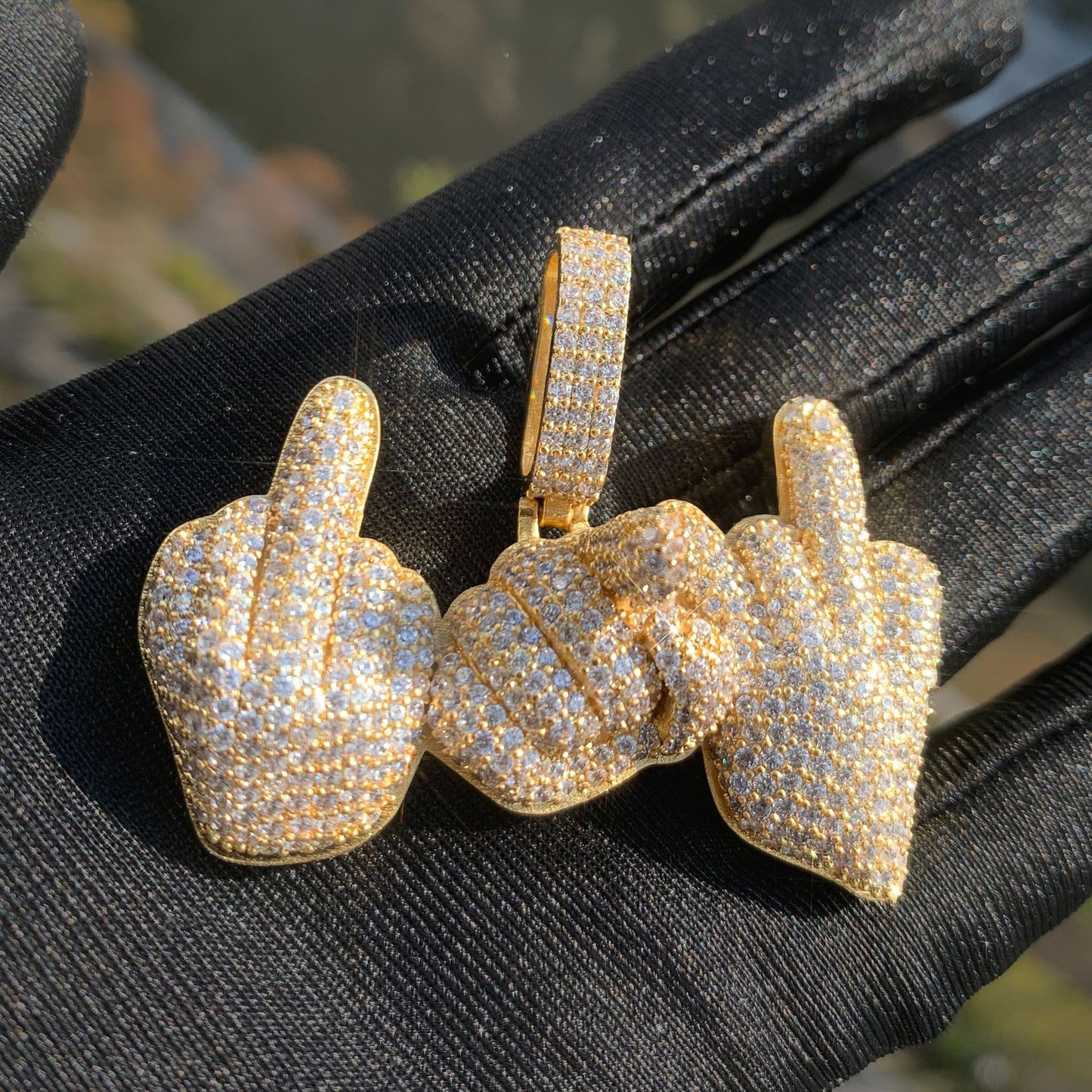Iced Out Gesture Pendant Necklace