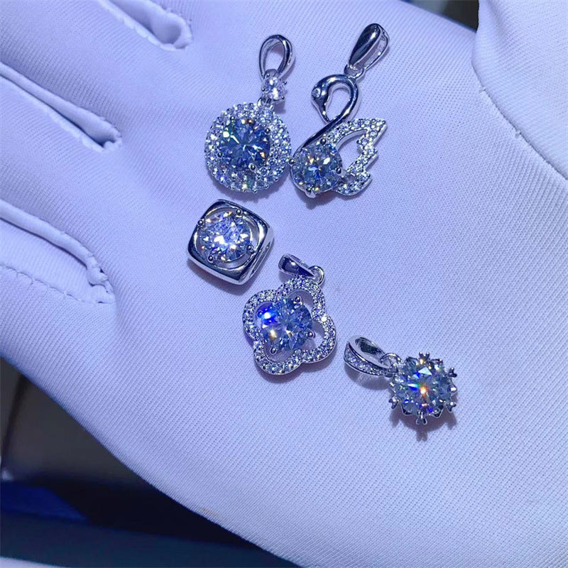 Moissanite Ring & Pendant Collection – U Shape Halo Ring, Swan, Clover and Solitaire Pendant Styles product image