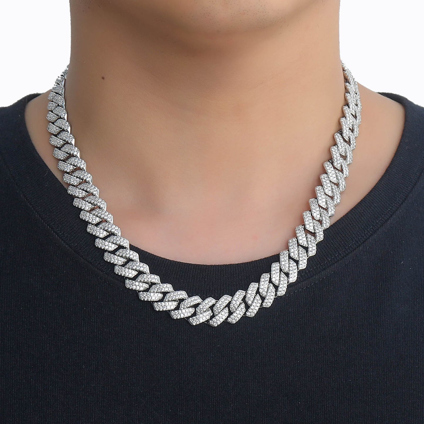 Hip Hop Diamond Shape Cuban Link Cubic Zirconia Bracelet for Men