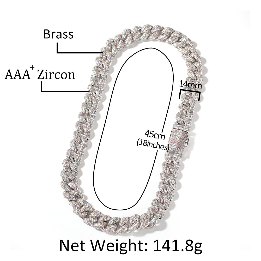 Iced Out Cuban Link Chain Necklace for Women & Men – Gold Plated or Silver Plated Cubic Zirconia Statement Pendant Chain