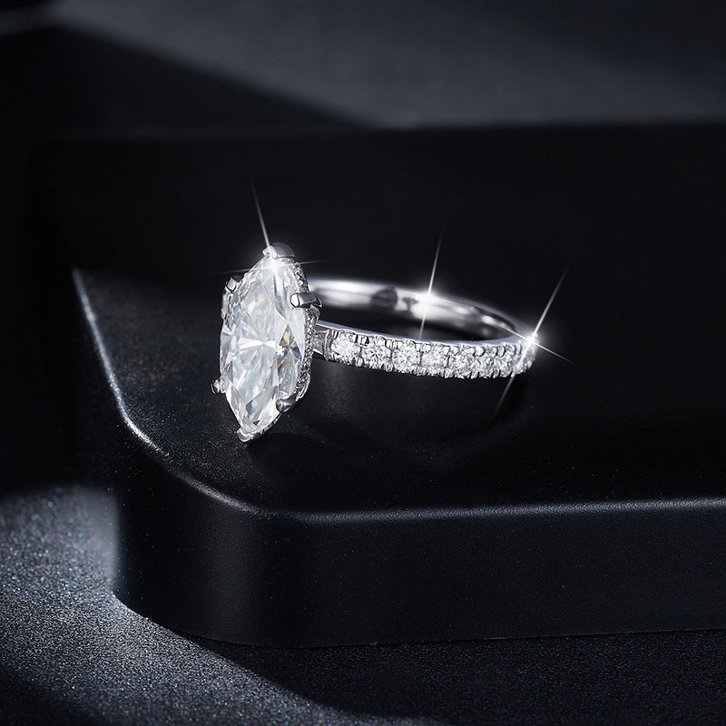 2 Carat Marquise Moissanite Engagement Ring for Women, Pave Band product image