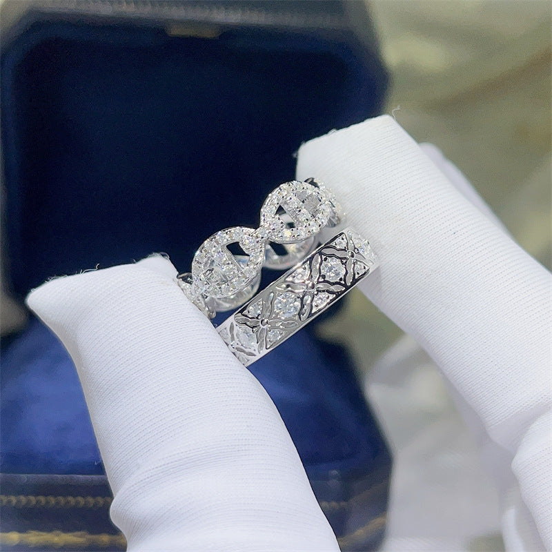 Moissanite Ring for Women, White-Tone U Shape Band Ring, Stackable Promise Ring in 2 Styles product image