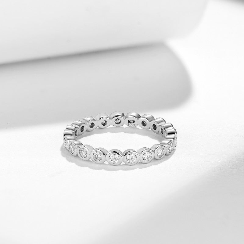 Moissanite Bubble Eternity Stack Ring for Women, Bezel Set, S925 Sterling Silver with 18K Gold Plating product image