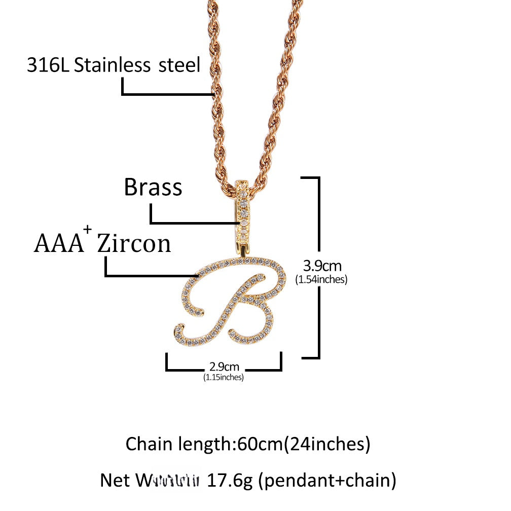 Custom Bubble Letter Necklace with Cubic Zirconia Pendant - Stainless Steel Personalized Name Chain for Women and Men
