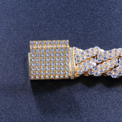 Iced Out Cuban Link Bracelet with Cubic Zirconia for Women & Men - Statement Gold Plated or Silver Plated Chain Bracelet