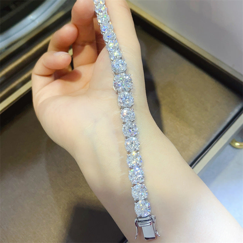 Moissanite Tennis Bracelet for Women, Round Four-Prong Full Stone Bracelet, 15cm 16cm 17cm 18cm product image