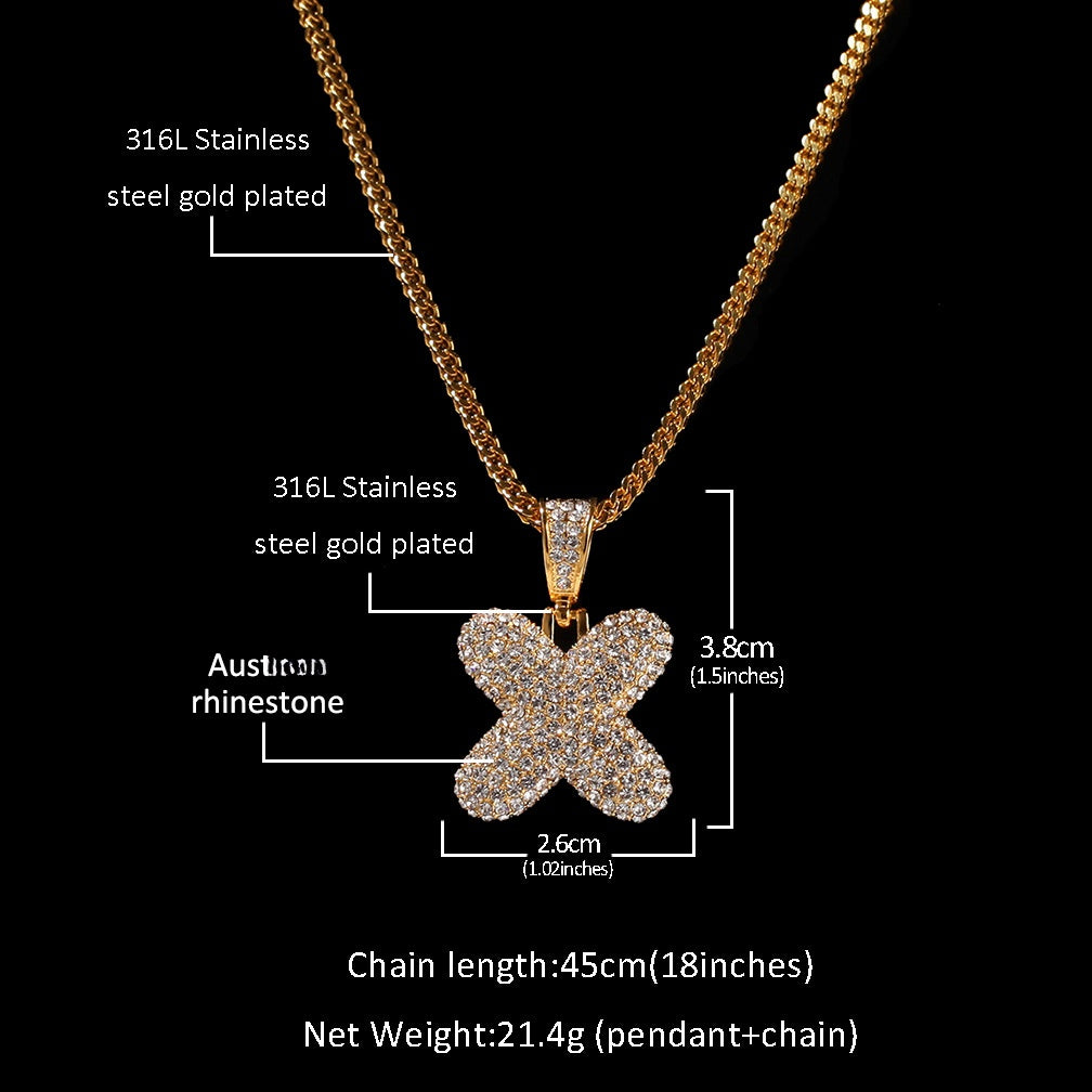 Personalized Bubble Letter & Number Pendant Necklace for Women - Gold or Silver Plated Stainless Steel Chain Necklace
