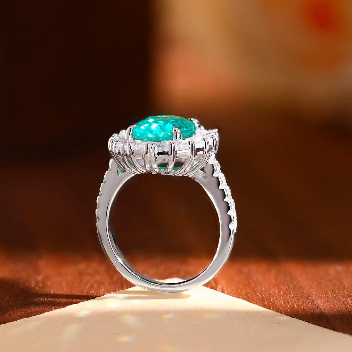 Paraiba-Style Teal Oval 925 Silver Necklace Ring Earrings Set product image