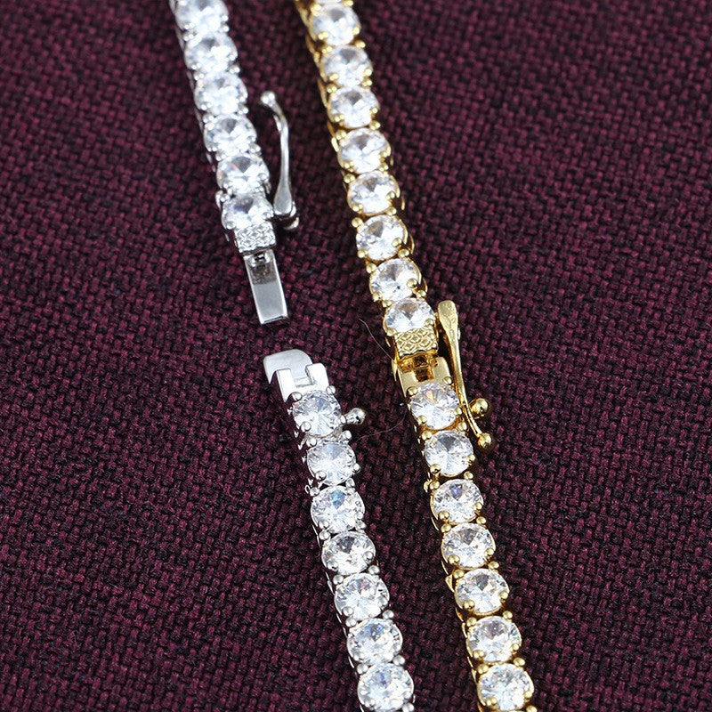 Unisex 925 Silver Moissanite Tennis Chain Necklace - Iced Out Hip Hop Round Geometric Statement Chain product image