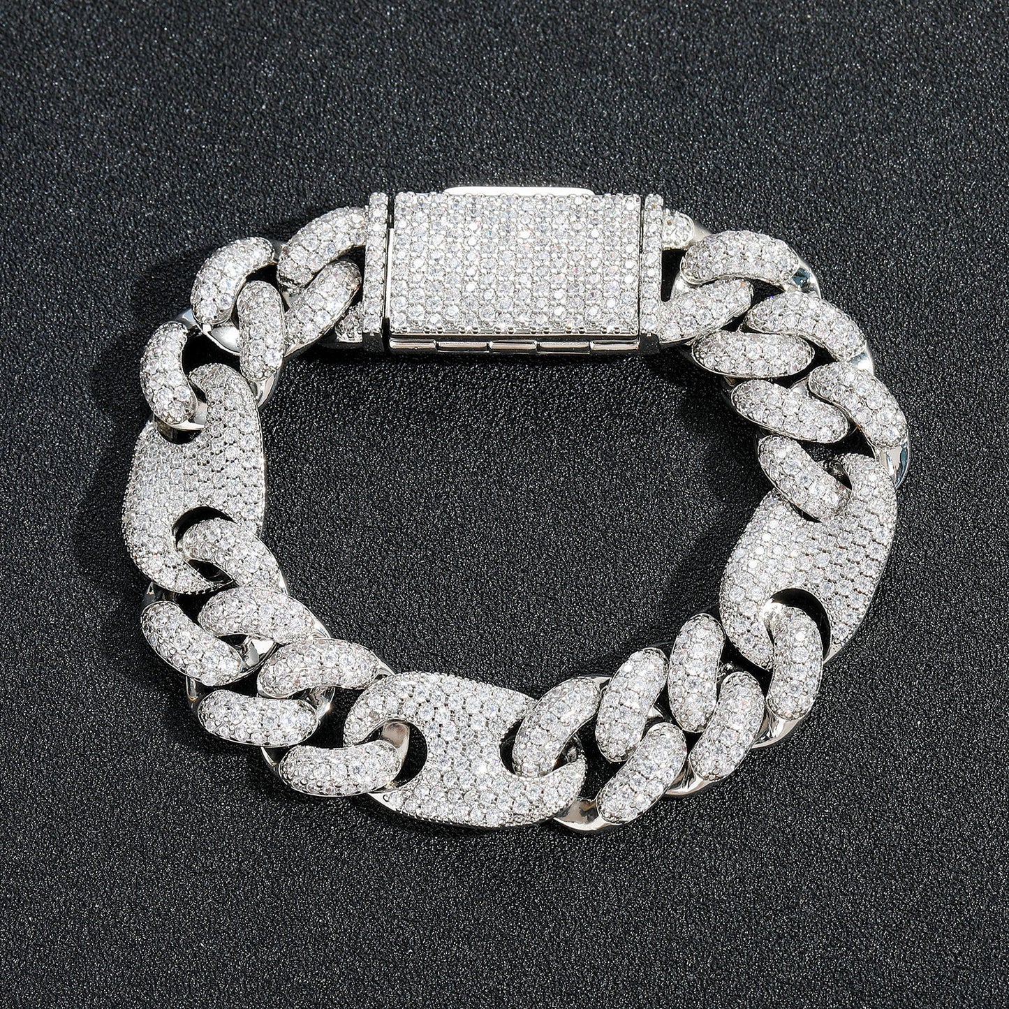 Hip Hop Heart Cubic Zirconia Bracelet for Men and Women