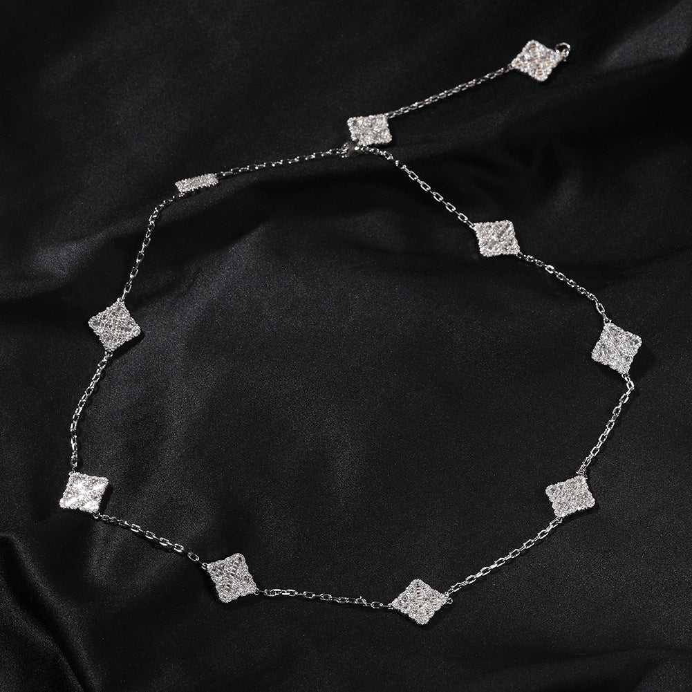 2026 Women’s Cubic Zirconia Clover Adjustable Necklace in Gold, Silver & Rose Gold product image