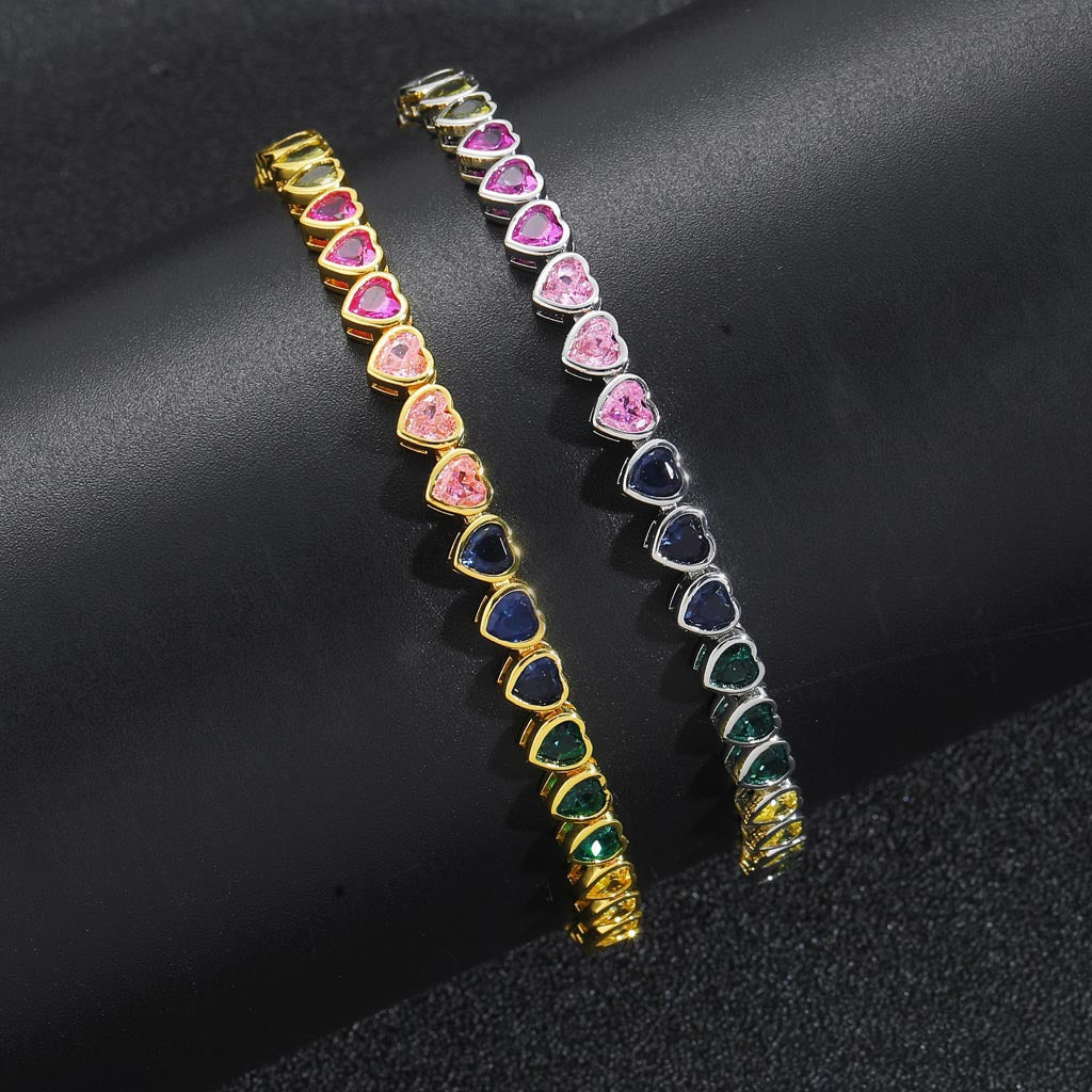 Heart Tennis Chain Cubic Zirconia Necklace for Men