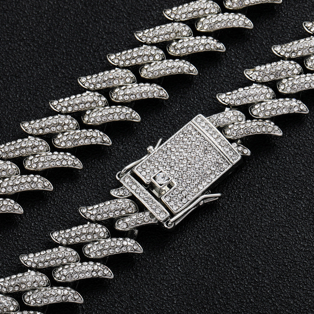 Hip Hop Cuban Link Thorn Spike Alloy Necklace for Men