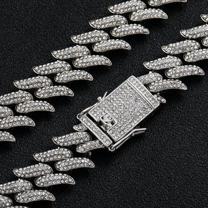 Hip Hop Cuban Link Thorn Spike Alloy Necklace for Men