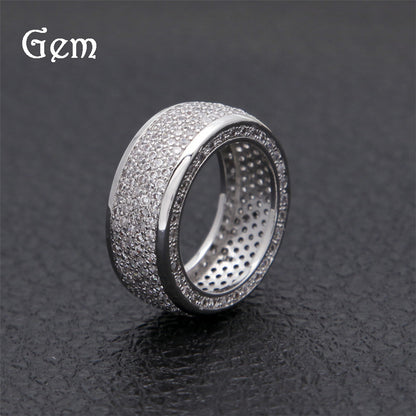 Men’s Hip Hop Round Cubic Zirconia Ring – Gold Plated or Silver Plated Statement Band