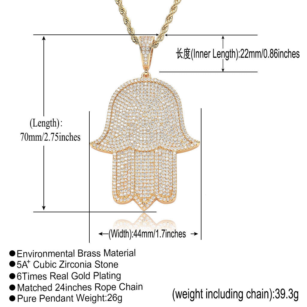 Hip Hop Fashion Cubic Zirconia Pendant Necklace for Men and Women