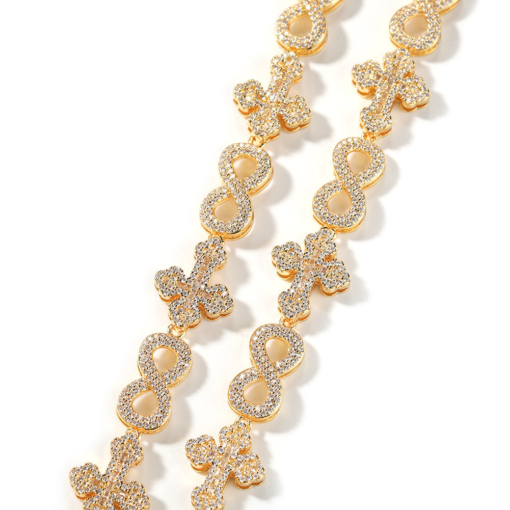 Iced Cross & Infinity Cubic Zirconia Chain Necklace for Women and Men product image