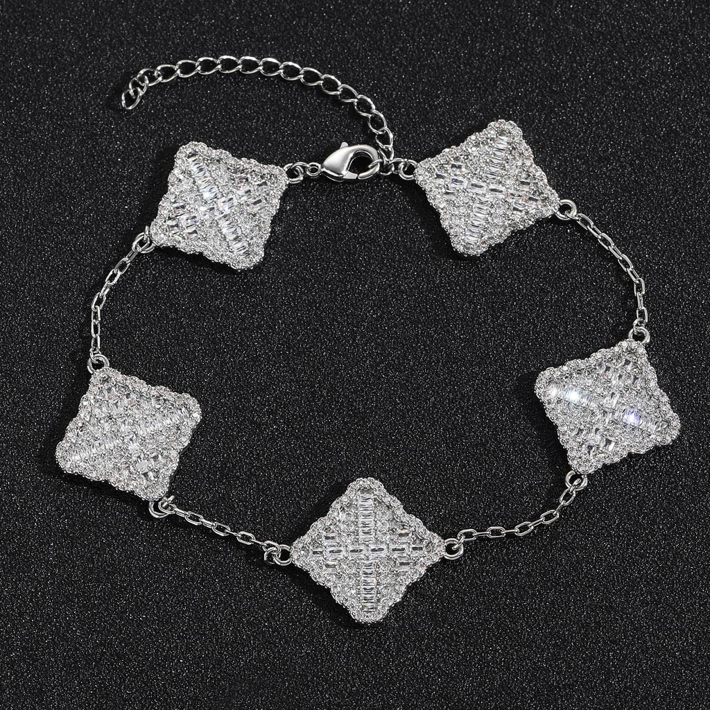 Light Luxury Cross Floral Cubic Zirconia Bracelet for Men