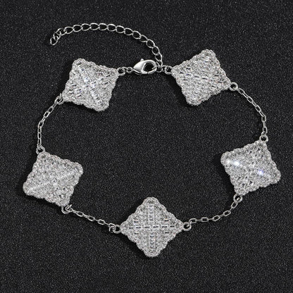 Light Luxury Cross Floral Cubic Zirconia Bracelet for Men