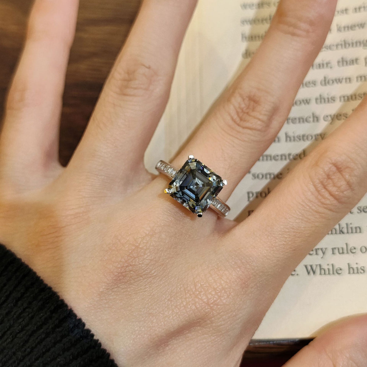 5 Carat Asscher Cut Moissanite Ring, S925 Sterling Silver product image