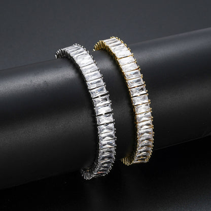 Hip Hop Square Cubic Zirconia Bracelet for Men and Women