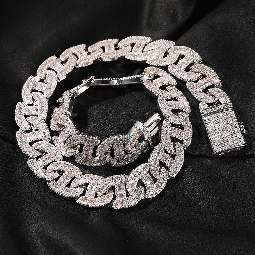 Iced Out Cuban Link Chain Necklace for Women & Men - Gold Plated or Silver Plated Cubic Zirconia Statement Pendant Chain