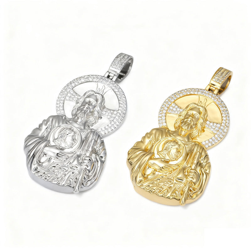 Iced Out Cartoon Figure Pendant Necklace in Gold or White Gold Tone product image