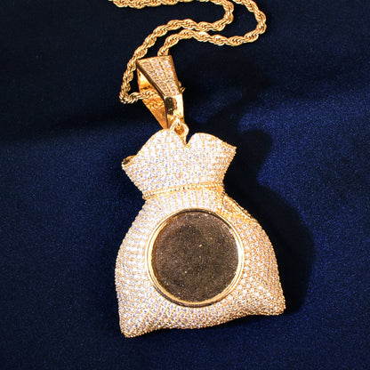 Unisex Hip Hop Money Bag Photo Necklace