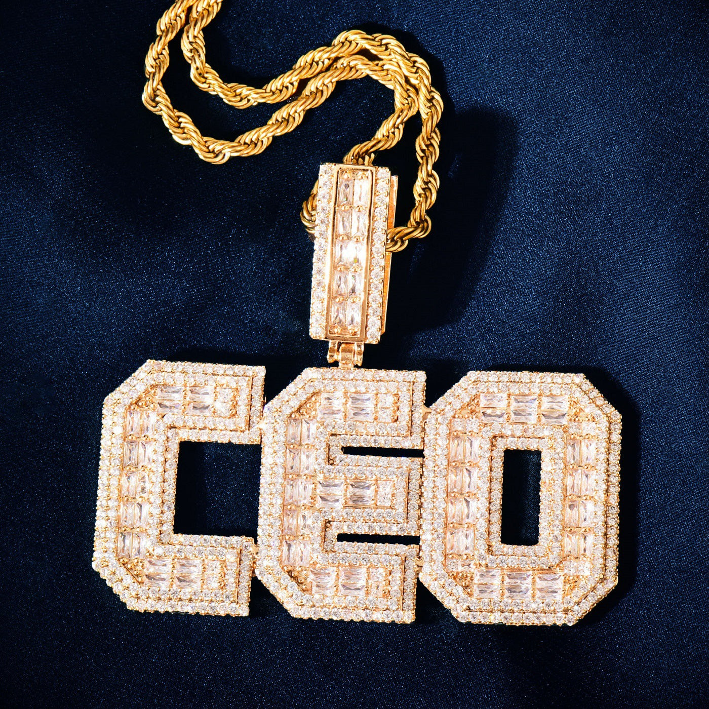 Unisex Iced Out CEO Letter Pendant Necklace