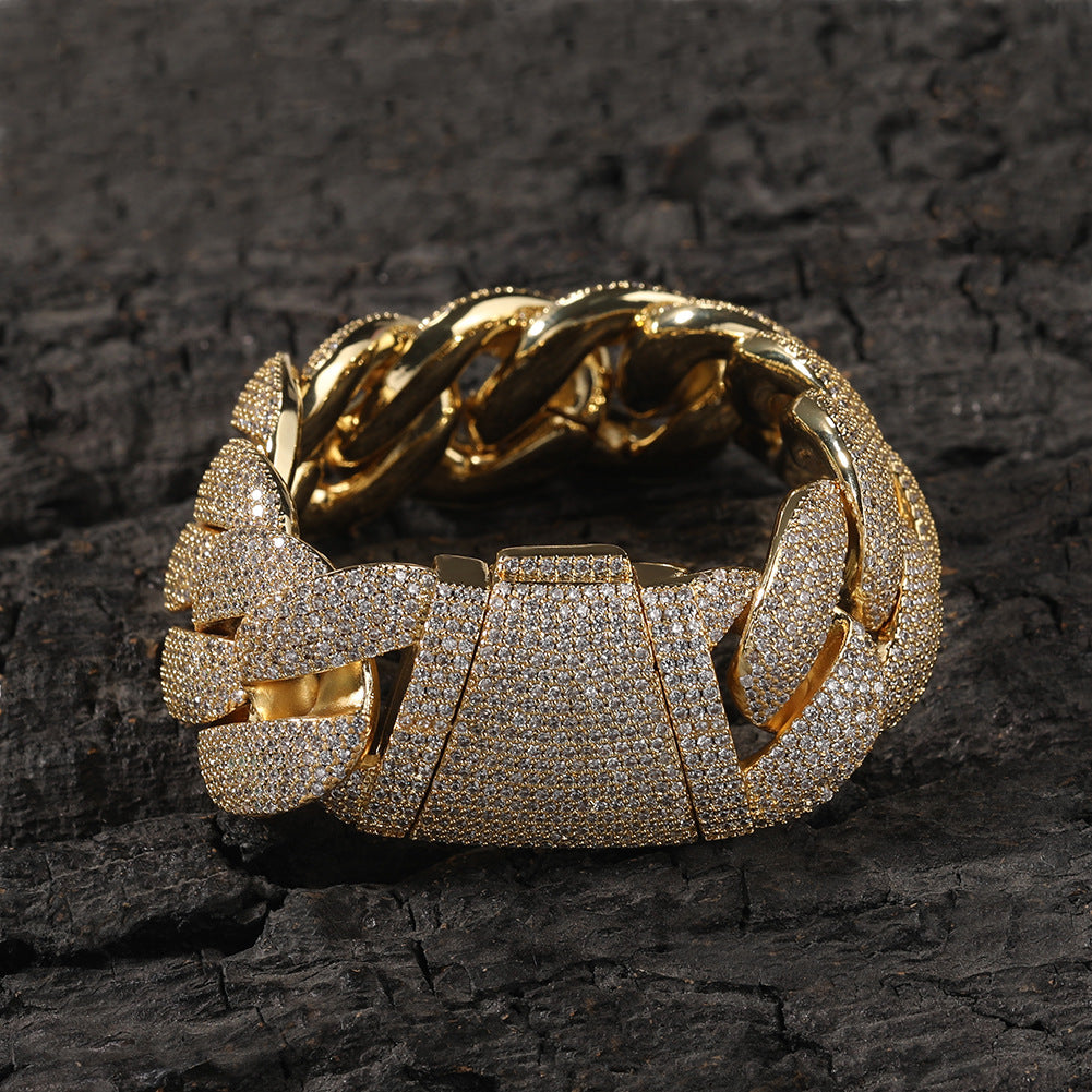 Men’s Iced Cuban Link Bracelet & Chain Necklace with Cubic Zirconia, Gold or Silver Tone Statement Jewelry