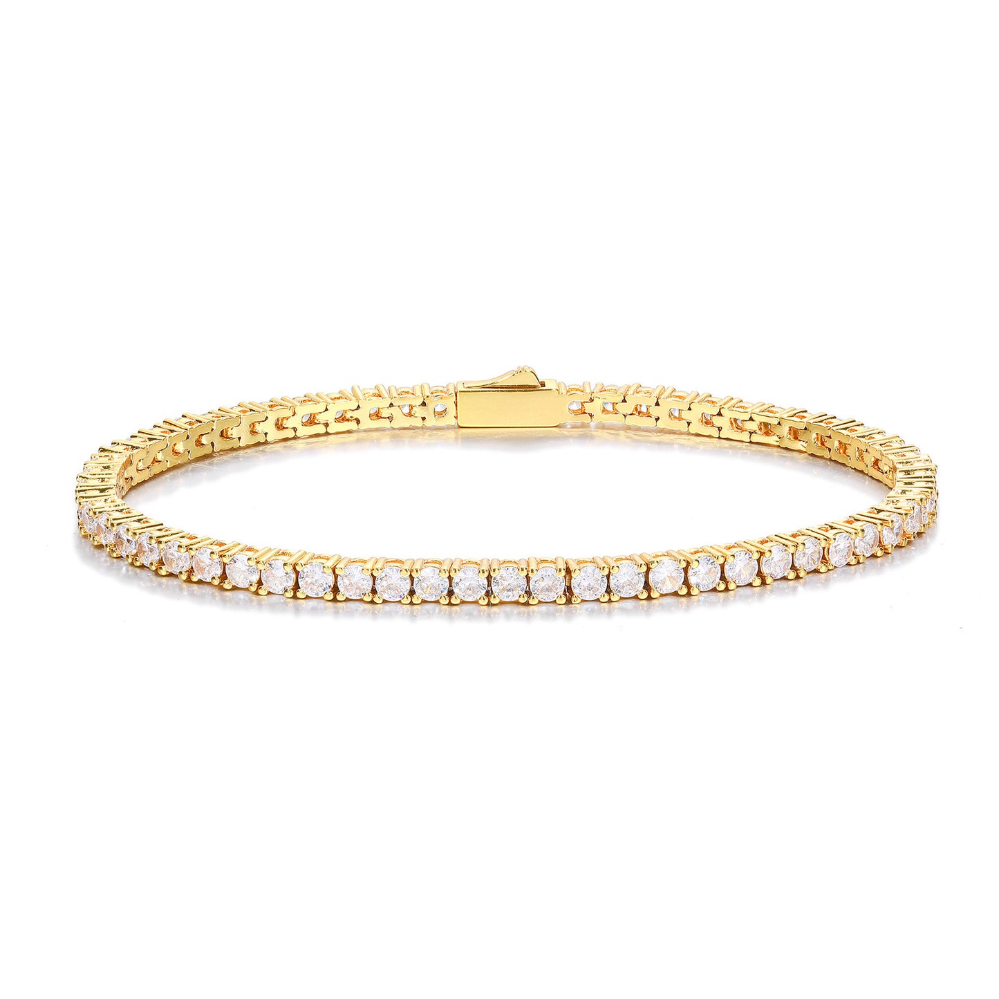Unisex 3mm Cubic Zirconia Tennis Bracelet in Copper - Iced Out Hip Hop Chain Bracelet product image