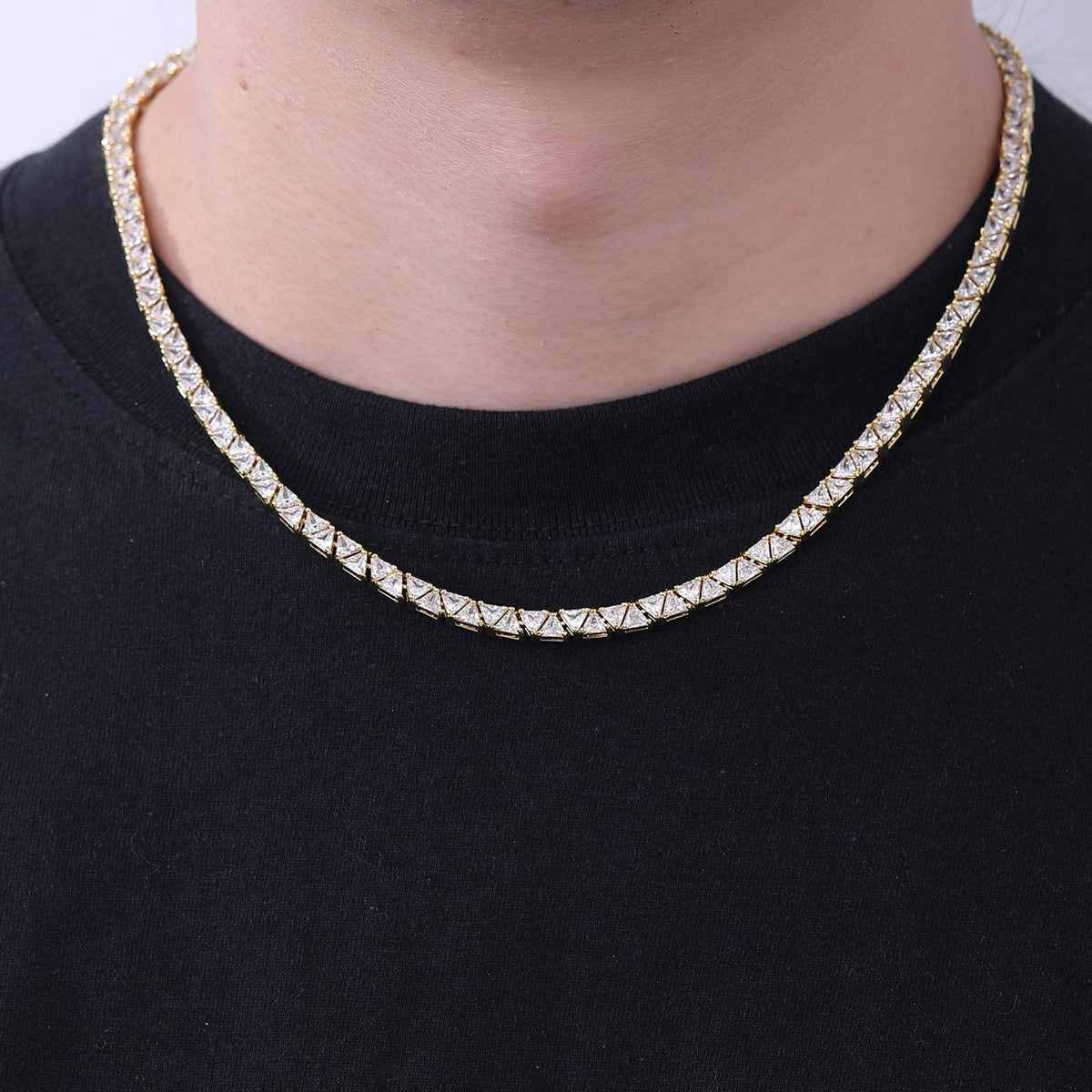 Triangle Zirconia Tennis Chain Bracelet & Necklace, Geometric 5MM Unisex Jewelry product image