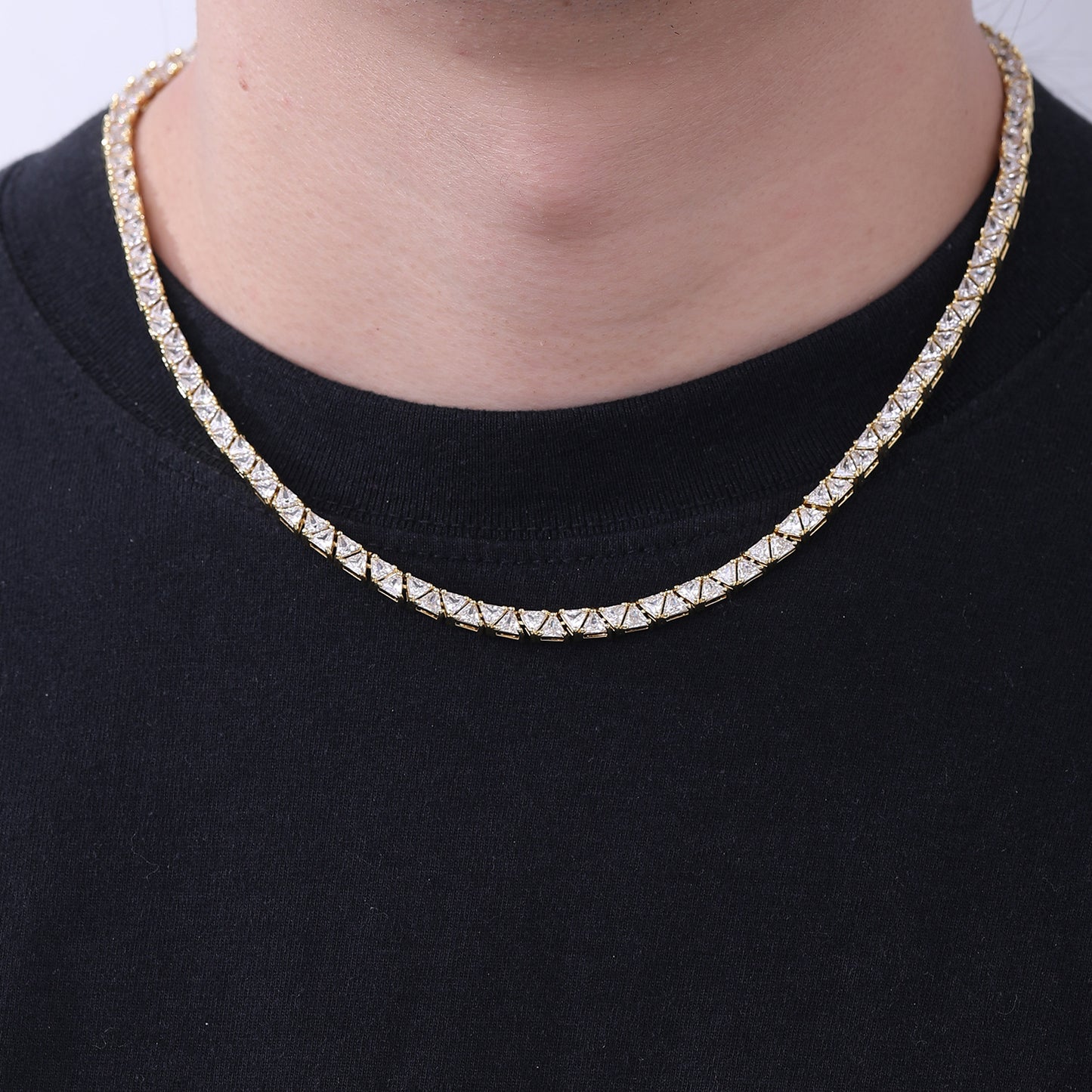 Triangle Zirconia Tennis Chain Bracelet & Necklace, Geometric 5MM Unisex Jewelry