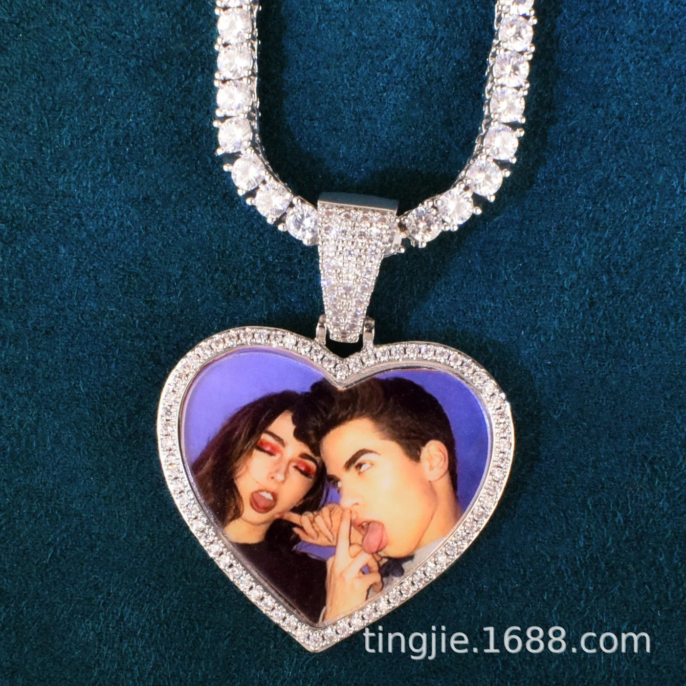 Heart Photo Pendant Necklace for Unisex Hip Hop Gift